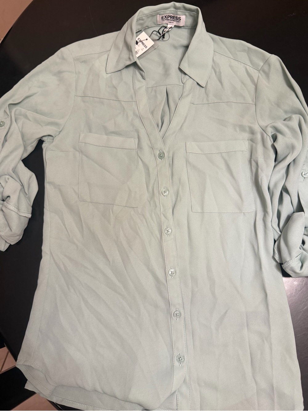 Express Men’s Mint Green Casual Button-Down Shirt